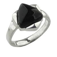 Ring Whitby Jet And Silver Triangular Part Set