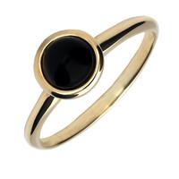 ring whitby jet and yellow gold round plain shank stacking