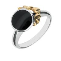 Ring Whitby Jet Silver And Yellow Gold Small Bat