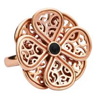Ring Whitby Jet And 9ct Rose Gold Flore Collection Eight Petal