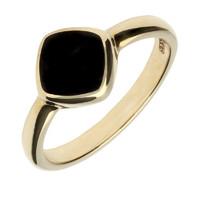 Ring Whitby Jet And 9ct Yellow Gold Curved Square Cushion