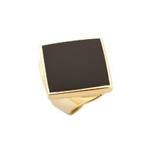 ring whitby jet and 9ct yellow gold large rhombus