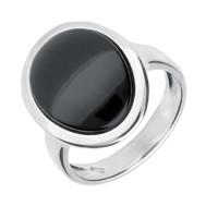 Ring Whitby Jet And Silver Curved Oval