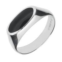 Ring Whitby Jet And Silver Oval Signet