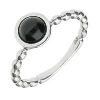 ring whitby jet and silver round beaded shank stacking