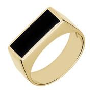 Ring Whitby Jet And Yellow Gold Flat Top Signet