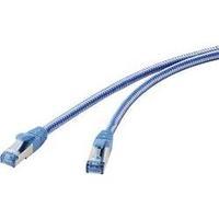 RJ49 Networks Cable CAT 6A S/FTP 3 m Blue-grey Fabric sleeve, gold plated connectors Renkforce