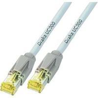 RJ49 Networks Cable CAT 6A S/FTP 0.50 m Grey Flame-retardant, incl. detent DRAKA