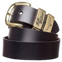 R.M. Williams 3 Piece Work Belt Brass Buckle, Black, 32