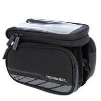 ROSWHEEL Bicycle Front Frame Bag Pannier Double Pouch for 5.7in Cellphone Touch Screen