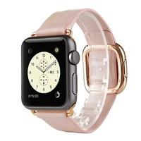 Rose Gold Modern Buckle Genuine Leather Watch Band Strap for Apple Watch 38MM Women