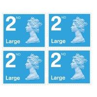 Royal Mail 2nd Class Large Postage Stamps - 4 Pack