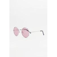 round metal clip sunglasses pink