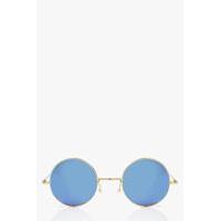 Round Mirrored Sunglasses - blue