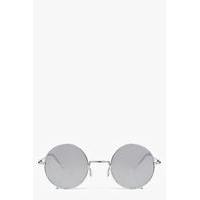 round mirrored sunglasses silver