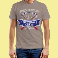 Rowing Emblem Mens Personalised Grey T-Shirt