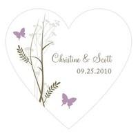 romantic butterfly heart sticker