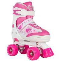 rookie kids adjustable quad roller skates pulse pinkwhite