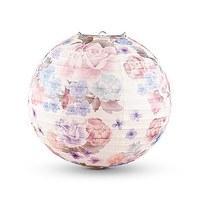 Round Paper Lantern with Vintage Floral Print - Medium