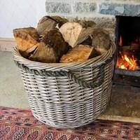 Round Antique Wash Log Basket