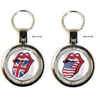 rolling stones uk and us tongue logo spinner keyring