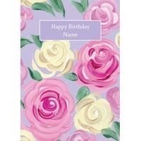 roses cream and pink personalised birthday card