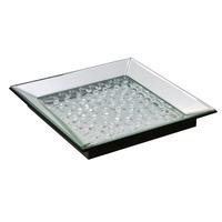 Rosalie Tray In Silver With Mirrored Glass And Crystals