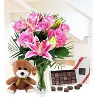 Rose Lily bear and chocs