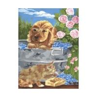 Royal & Langnickel 	Painting By Numbers Kit - Bathtime Friends Puppy And Kitten