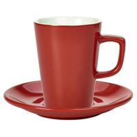 Royal Genware Red Latte Mug and Red Saucer 12oz / 340ml (Set of 6)
