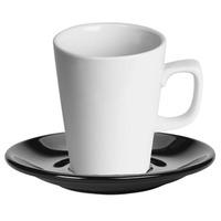 royal genware white latte mug and black saucer 12oz 340ml set of 6