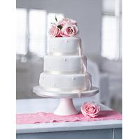 Romantic Pearl Sponge Wedding Cake (White Icing)