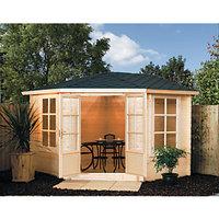 rowlinson kestrel double door corner cabin 11 x 11 ft