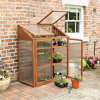 rowlinson polycarbonate glazing brown timber framed mini greenhouse 2  ...