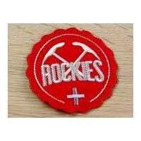 Rockies Embroidered Iron On Motif Applique Red