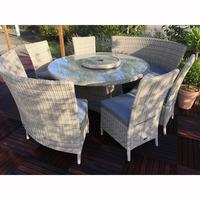 royal craft wentworth 8 seater dining set with fan benches and chairs