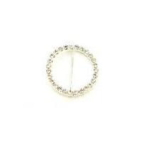 Round Diamante Buckle 29mm Silver