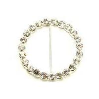 Round Diamante Buckle 55mm Silver