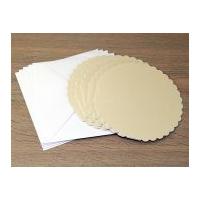 round pearlised scalloped edge blank cards envelopes cream pearl