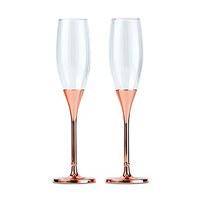 Rose Gold Champagne Glasses with Rhinestone Crystals