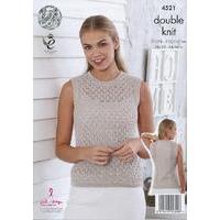 round and v neck lace tops in king cole smooth dk 4521