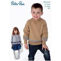 Round and V Neck Sweaters and Cardigans with Pattern Border in Peter Pan DK (P1165) Digital Version