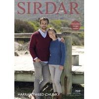 Round Neck and V Neck Sweater in Sirdar Harrap Tweed Chunky (7848)
