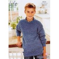 Round Neck Sweater in Stylecraft Life DK (8934)