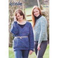 Round and V Neck Family Sweaters in Wendy Evolve Chunky (5901)