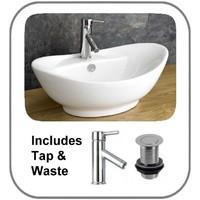 roma 60cm wide shaped ceramic sink with high quality tap and pop up wa ...
