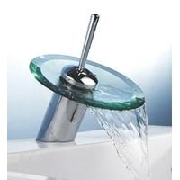 Round Glass Waterfall Quadrato Mixer Tap with Easy Use Single Lever Control