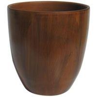 Round Dark Wood Effect Plant Pot (H)19.5cm (Dia)18cm