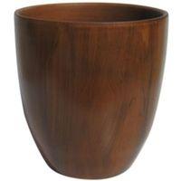 round dark wood effect plant pot h24cm dia22cm