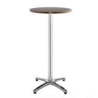 roma aluminum tall round walnut bar tabl